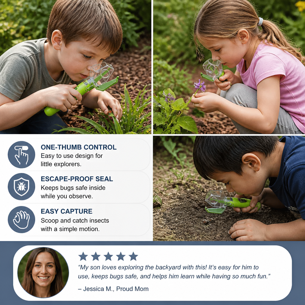 Kids Bug Catcher with 6X Magnifier – Insect Observation Tool for Outdoor Exploration