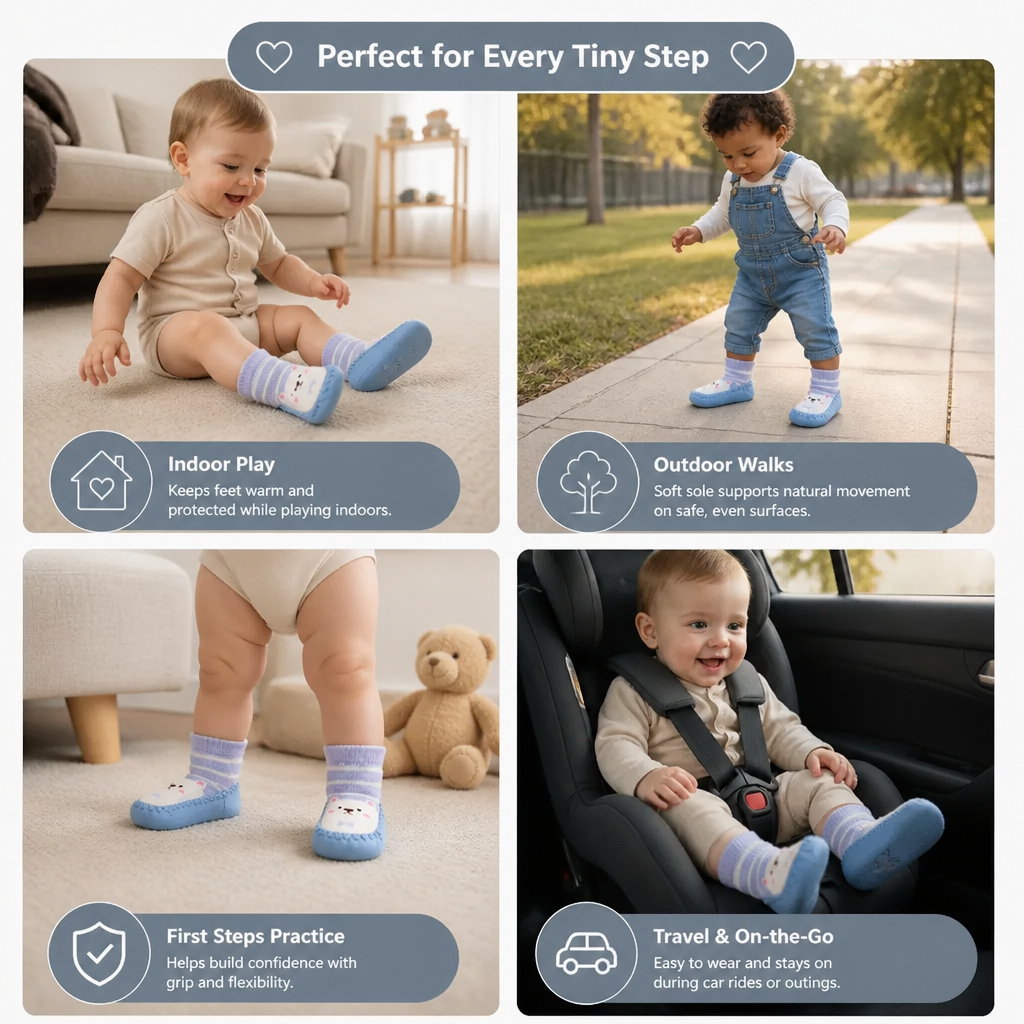 Baby Breathable Sock Shoes – Non-Slip Soft Sole Walking Socks for Infants & Toddlers