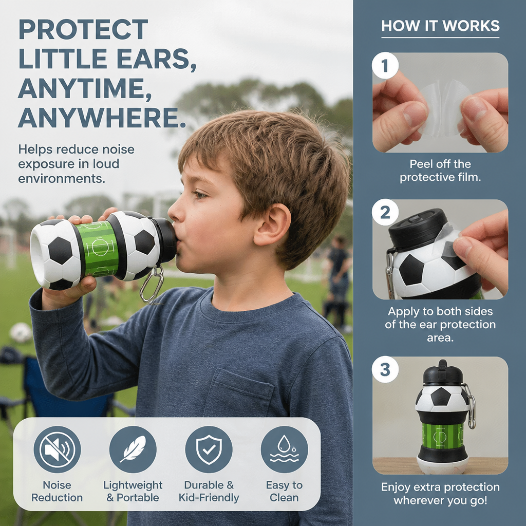 Foldable & Durable Silicone Football Water Bottle