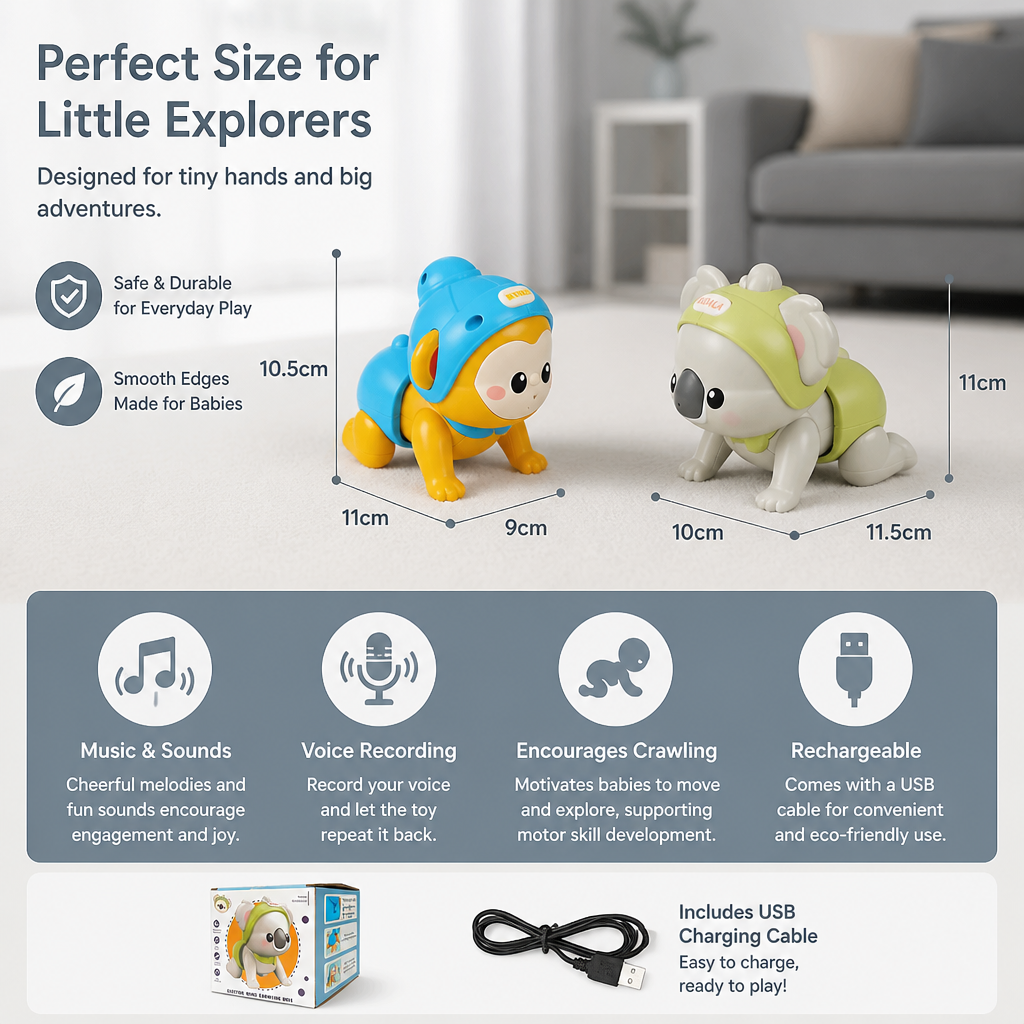 Interactive Crawling Baby Toy with Music & Voice Recording