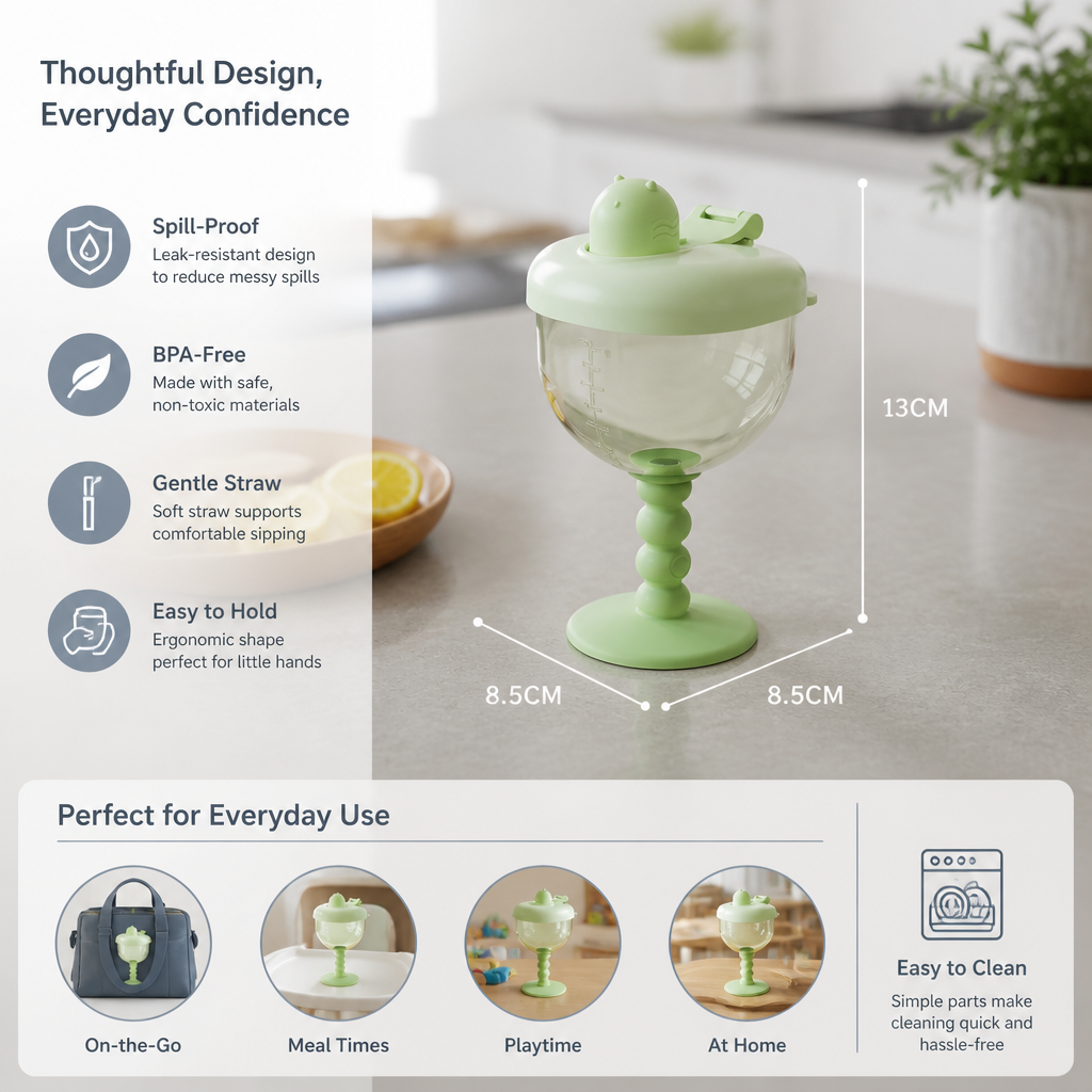 Spill-Proof Baby Straw Training Cup