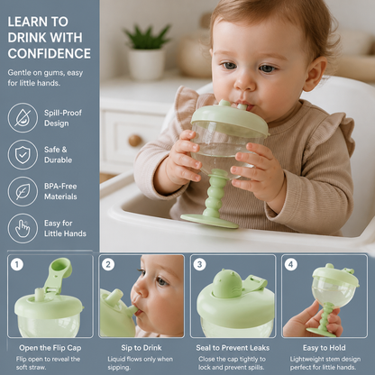 Spill-Proof Baby Straw Training Cup