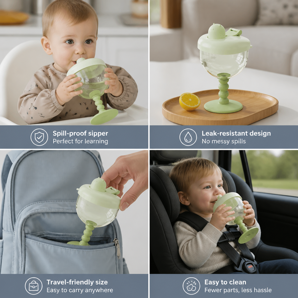 Spill-Proof Baby Straw Training Cup