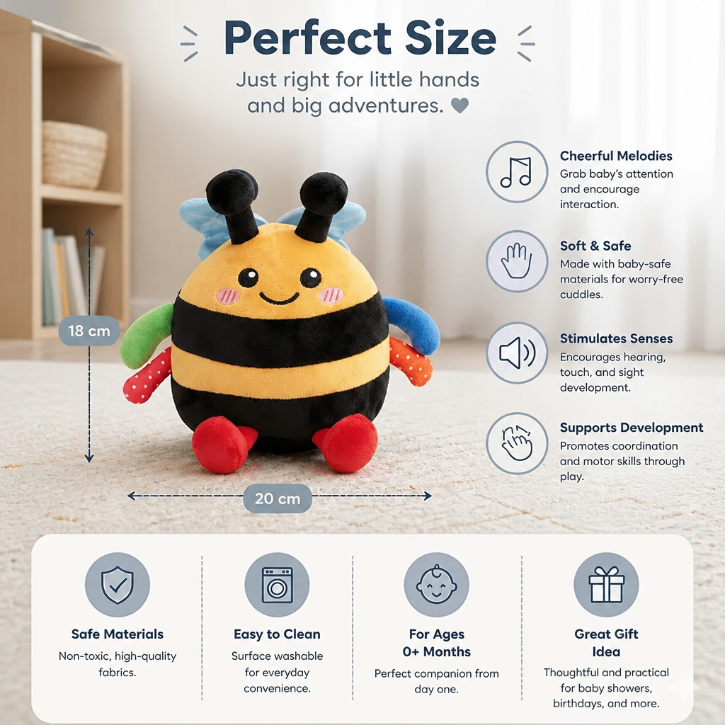 Interactive Musical Tummy Time Bee Plush Toy