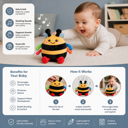 Interactive Musical Tummy Time Bee Plush Toy