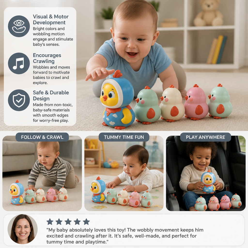Wobbling Chicken Tummy-Time Toy