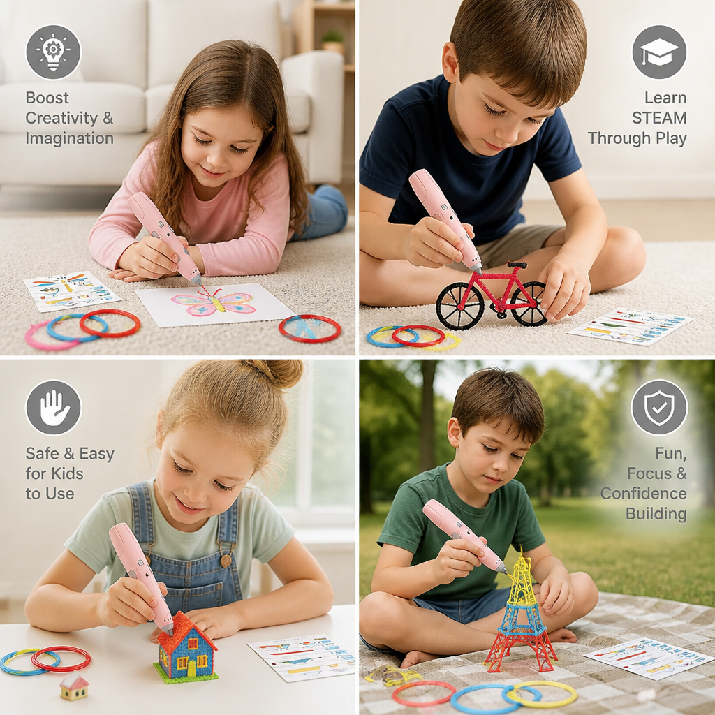 Low-Temperature 3D Pen Set for Kids – Safe DIY STEM Drawing Kit