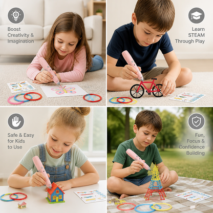 Low-Temperature 3D Pen Set for Kids – Safe DIY STEM Drawing Kit