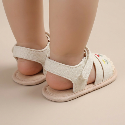 Embroidered Ruffle Edge Sandals
