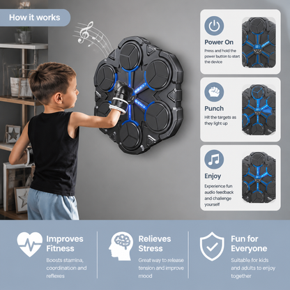 Bluetooth Music Boxing Trainer – Interactive Wall Punching Target with Lights & Sound