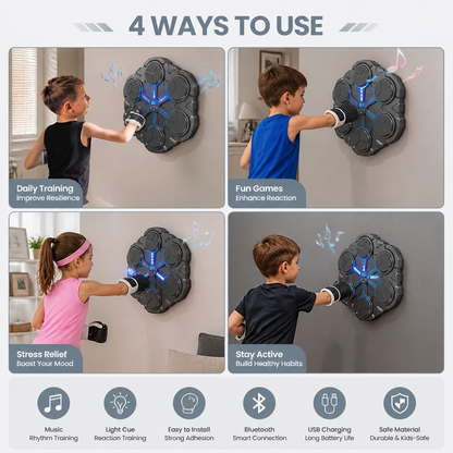Bluetooth Music Boxing Trainer – Interactive Wall Punching Target with Lights & Sound