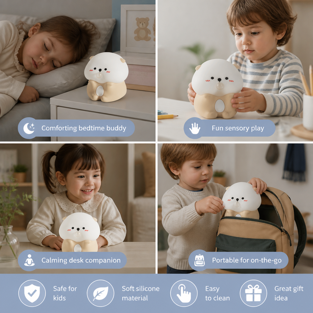 Adorable Bubble-Blowing Otter Silicone Night Lamp