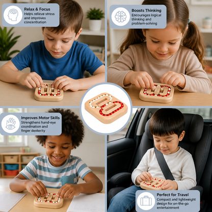 Handmade Educational Rotating Bean Fidget Toy – Wooden Brain Game for Kids
