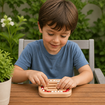 Handmade Educational Rotating Bean Fidget Toy – Wooden Brain Game for Kids
