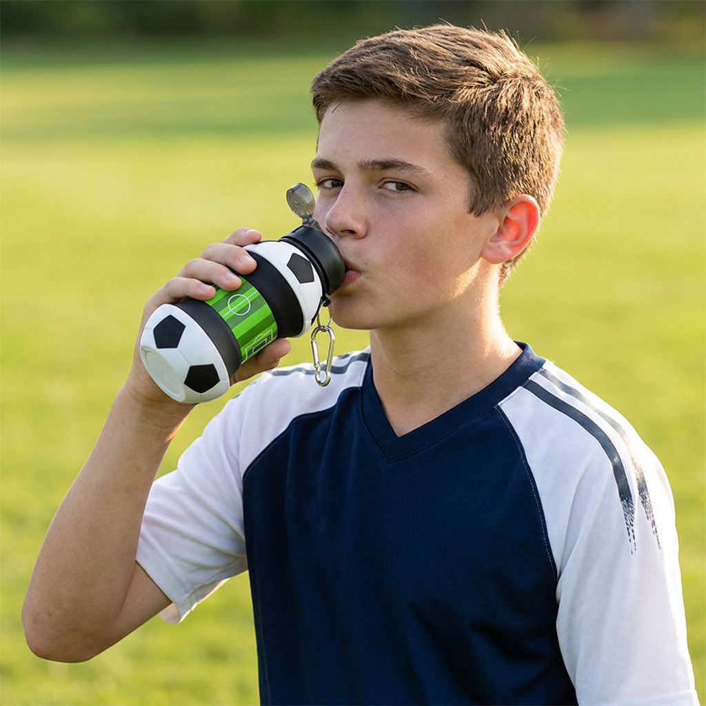 Foldable & Durable Silicone Football Water Bottle