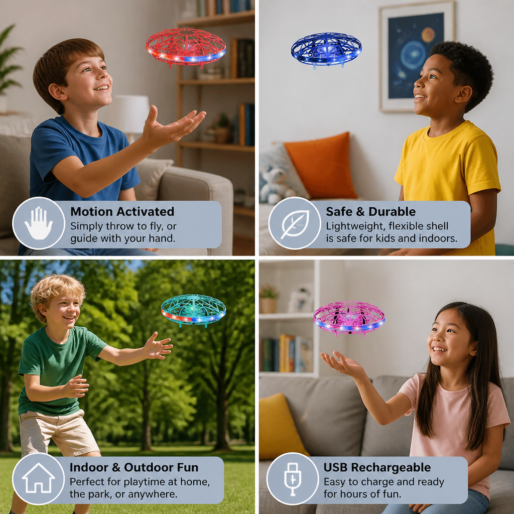 Motion-Sensing LED UFO Flying Drone
