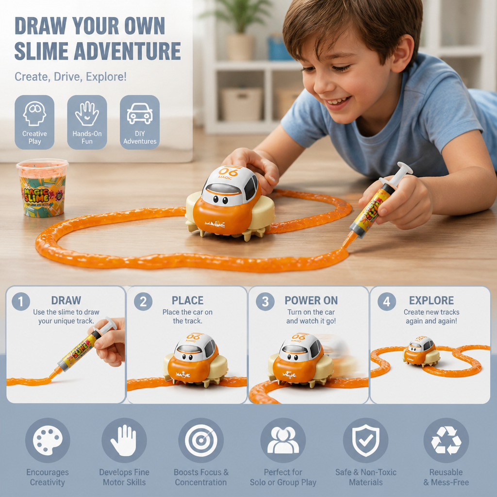 Magic Slime Race Track Set – DIY Electric Car Adventure