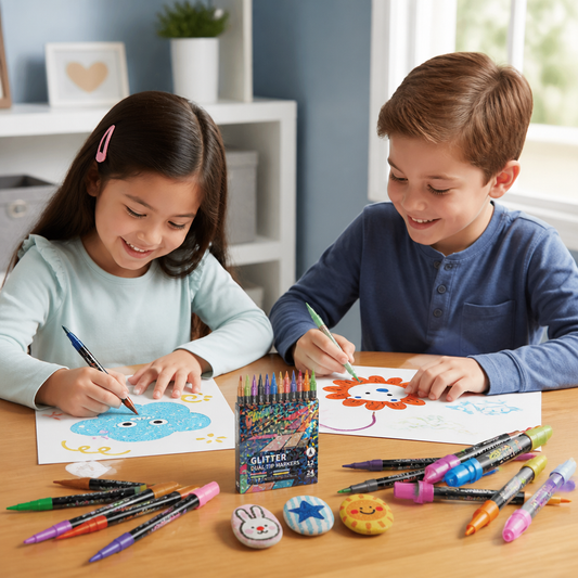 Glitter Brush Marker Set – Dual-Tip Sparkling Art Markers