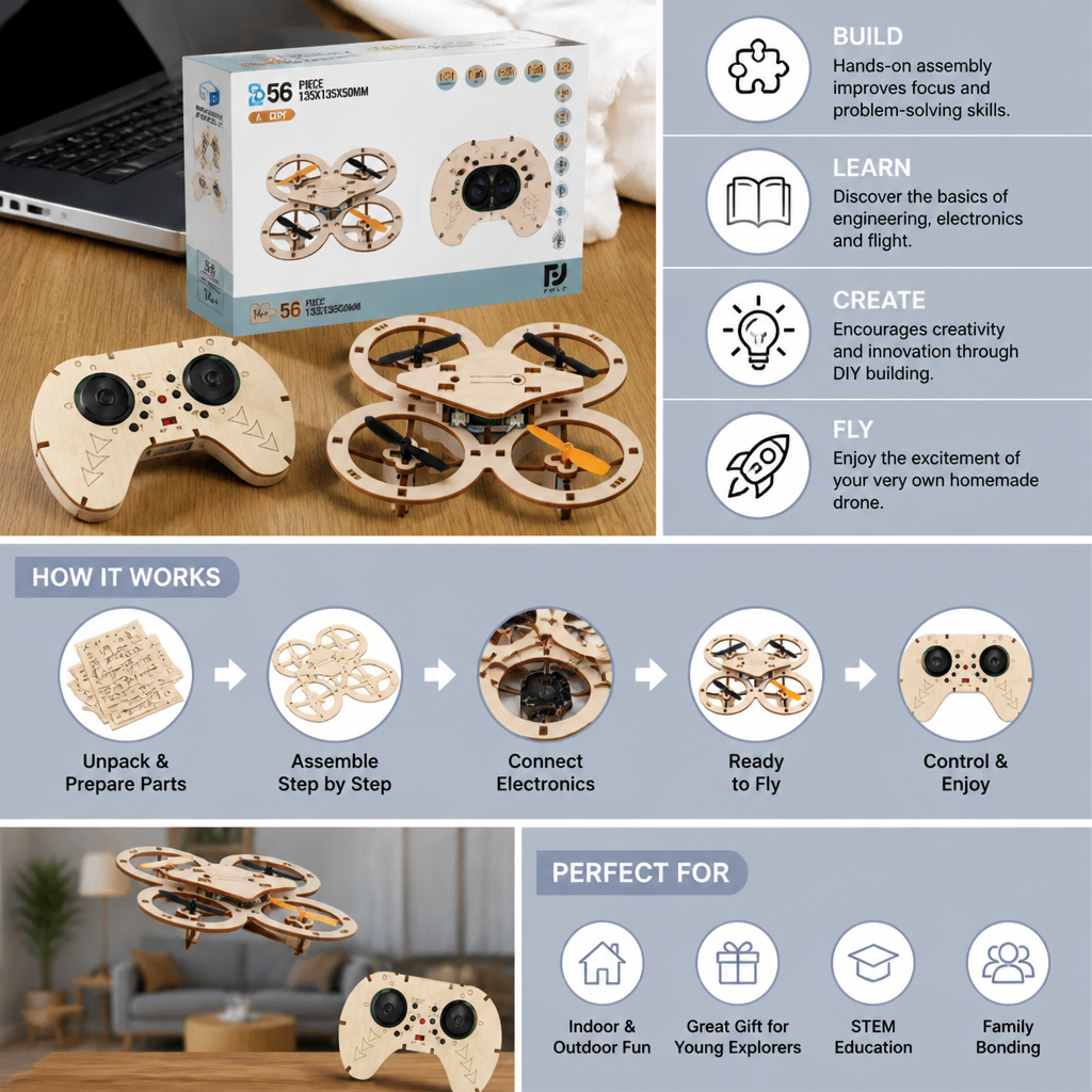 DIY Wooden RC Quadcopter Kit – Build Your Own Flying Adventure