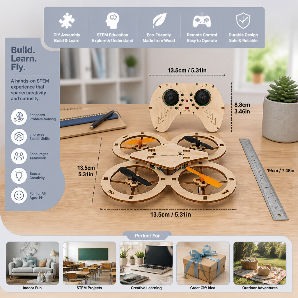 DIY Wooden RC Quadcopter Kit – Build Your Own Flying Adventure