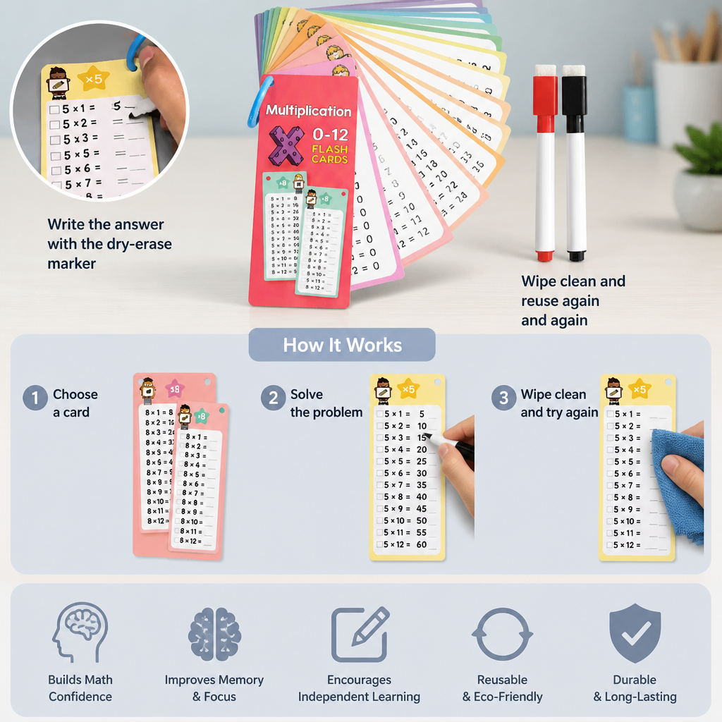 Reusable Math Flash Cards for Kids