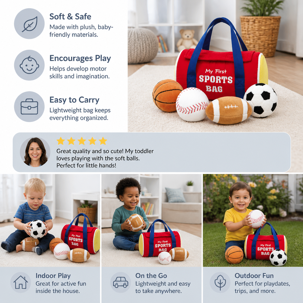 My First Sports Plush Bag – Soft Baby Play Set