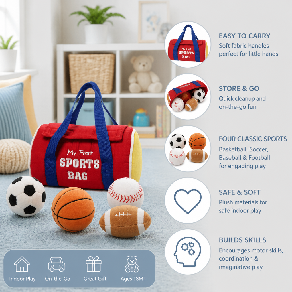 My First Sports Plush Bag – Soft Baby Play Set