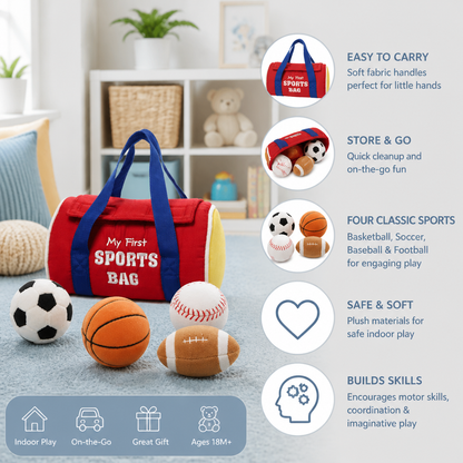 My First Sports Plush Bag – Soft Baby Play Set
