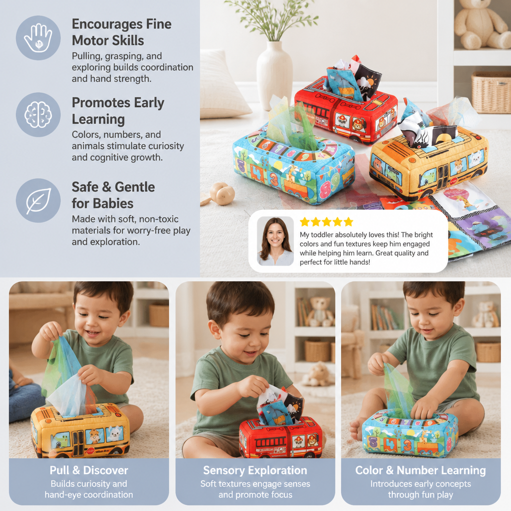 Montessori Magic Tissue Box – Sensory Learning Toy for Babies