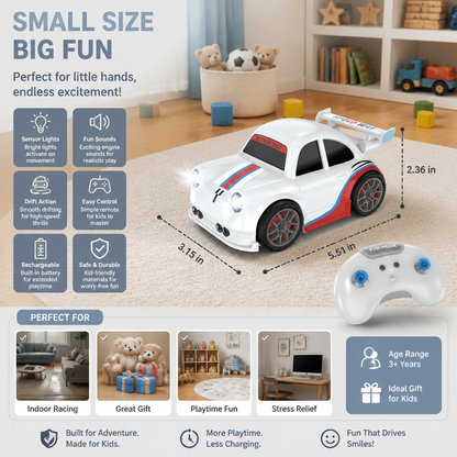 RC Racing Drift Car for Kids - Remote Control with Sensor Lights & Sound