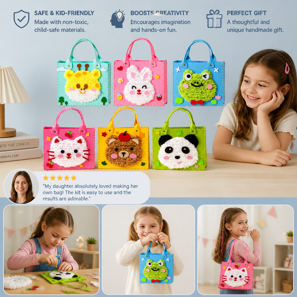 Kids DIY Plush Tote Bag Craft Kit