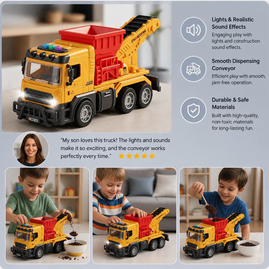 Construction Dump Truck Toy with Lights & Sounds