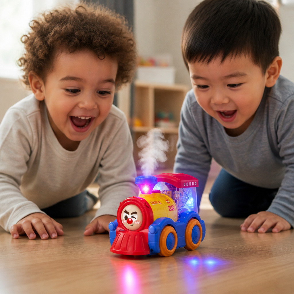 Transforming Train Toy with Steam, Lights & Music