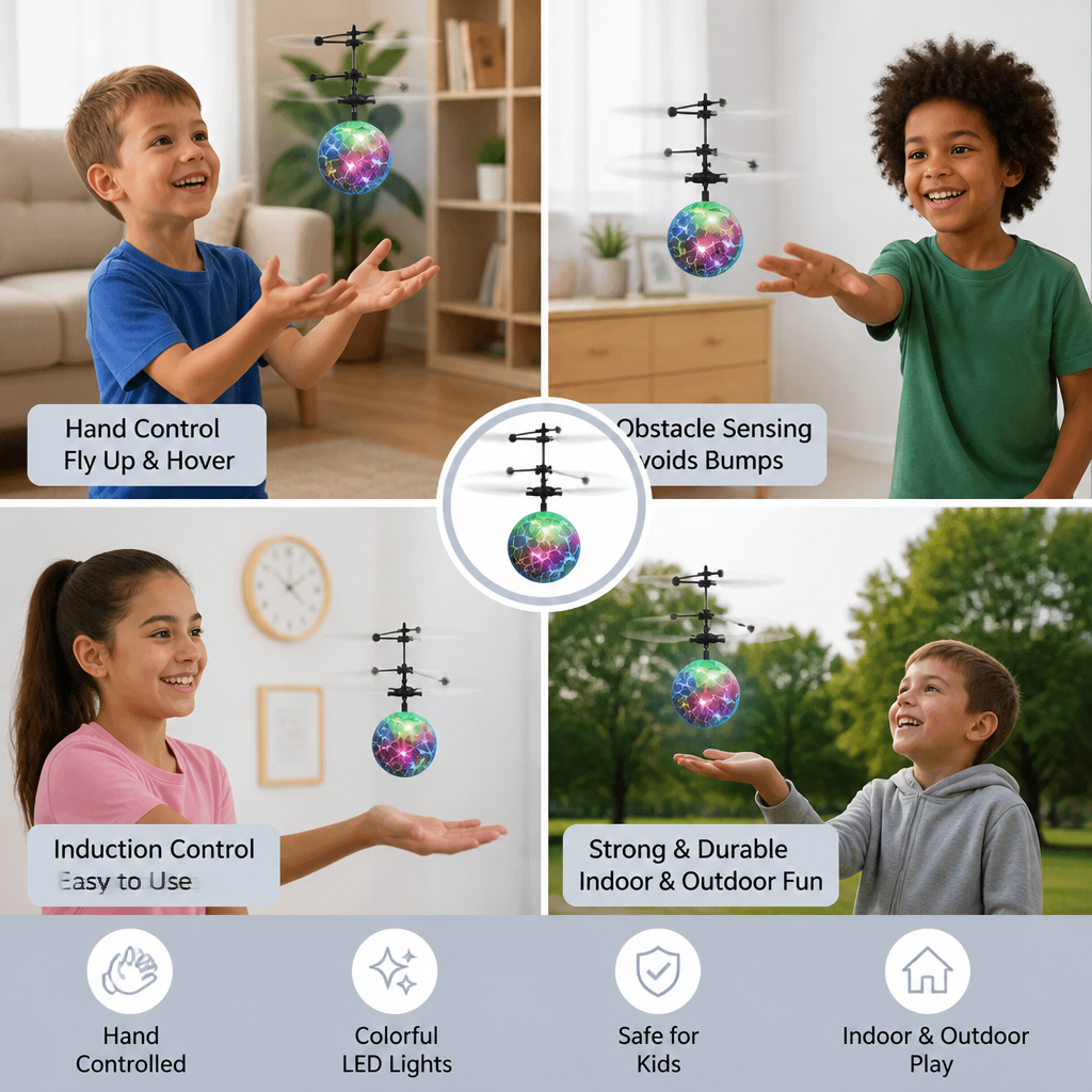 Hand-Controlled Flying LED Ball Drone for Kids