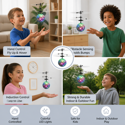 Hand-Controlled Flying LED Ball Drone for Kids
