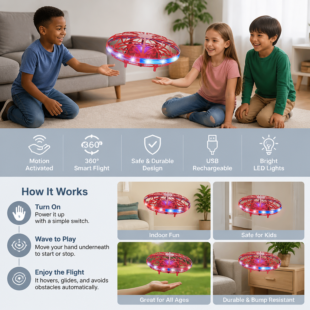 Motion-Sensing LED UFO Flying Drone
