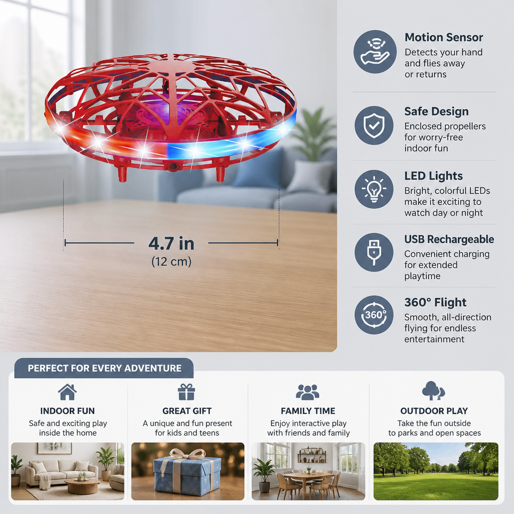 Motion-Sensing LED UFO Flying Drone