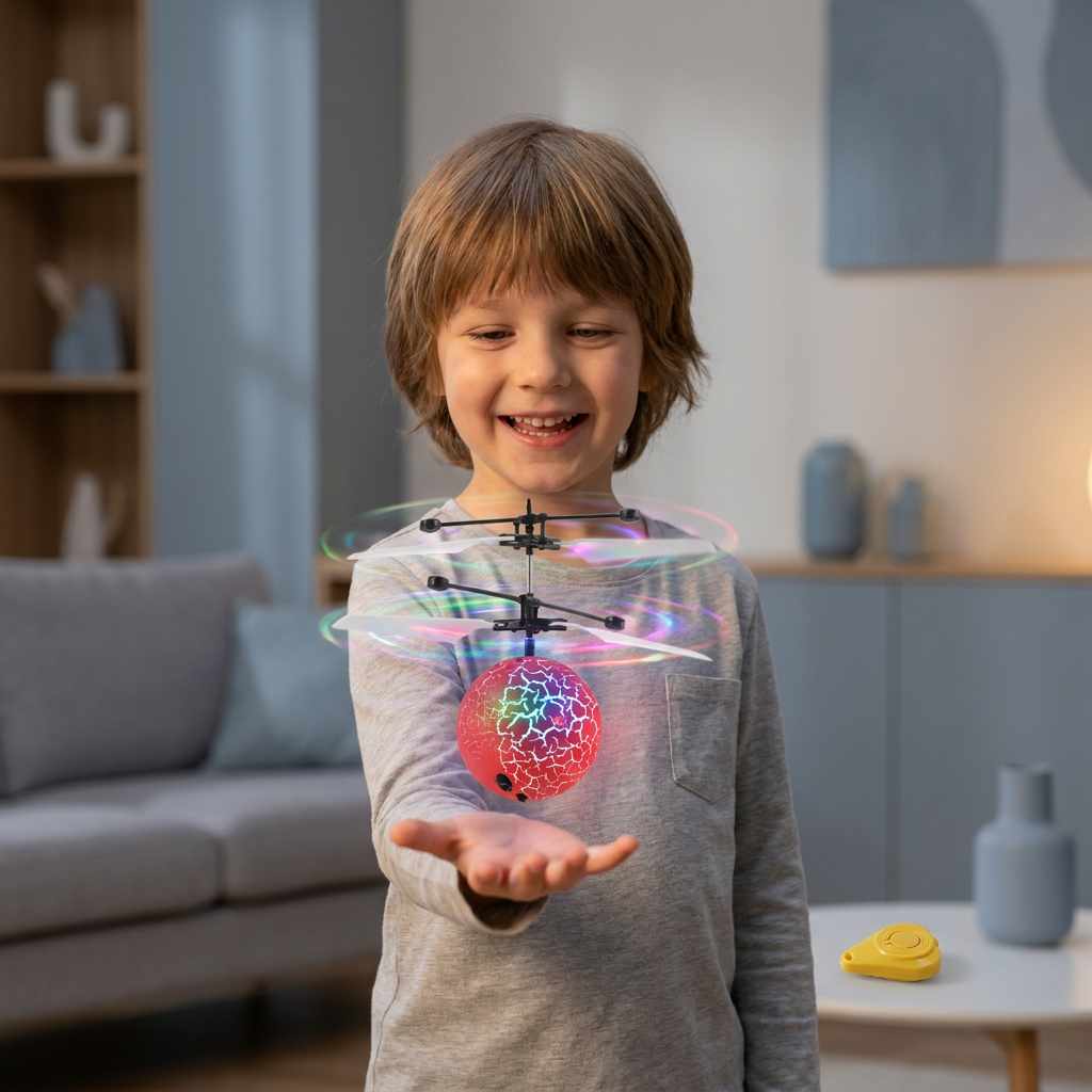 Hand-Controlled Flying LED Ball Drone for Kids