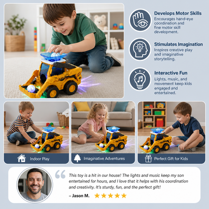Musical Light-Up Excavator Toy with Continuous Ball Scooping Action