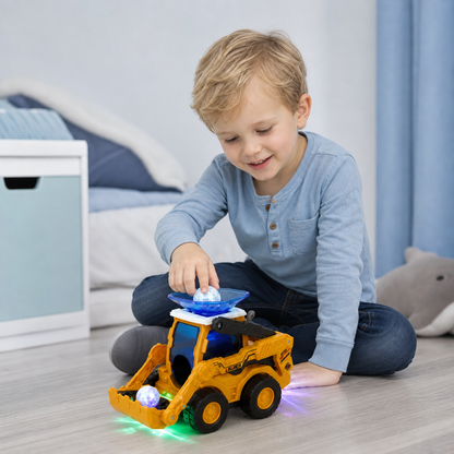 Musical Light-Up Excavator Toy with Continuous Ball Scooping Action