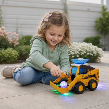 Musical Light-Up Excavator Toy with Continuous Ball Scooping Action