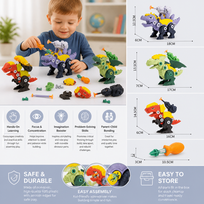 Dinosaur Screw Set with Suction Cup Cannon