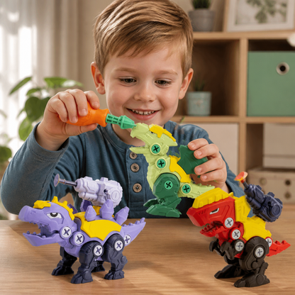 Dinosaur Screw Set with Suction Cup Cannon