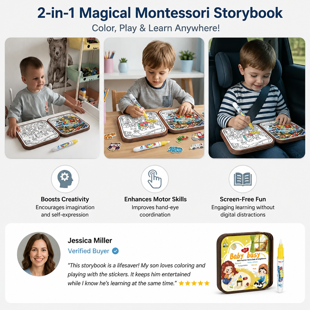 2-in-1 Magical Montessori Story Book for Drawing and Playing