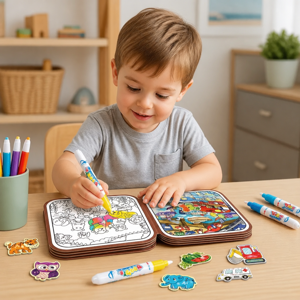 2-in-1 Magical Montessori Story Book for Drawing and Playing