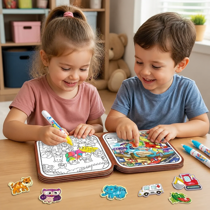 2-in-1 Magical Montessori Story Book for Drawing and Playing