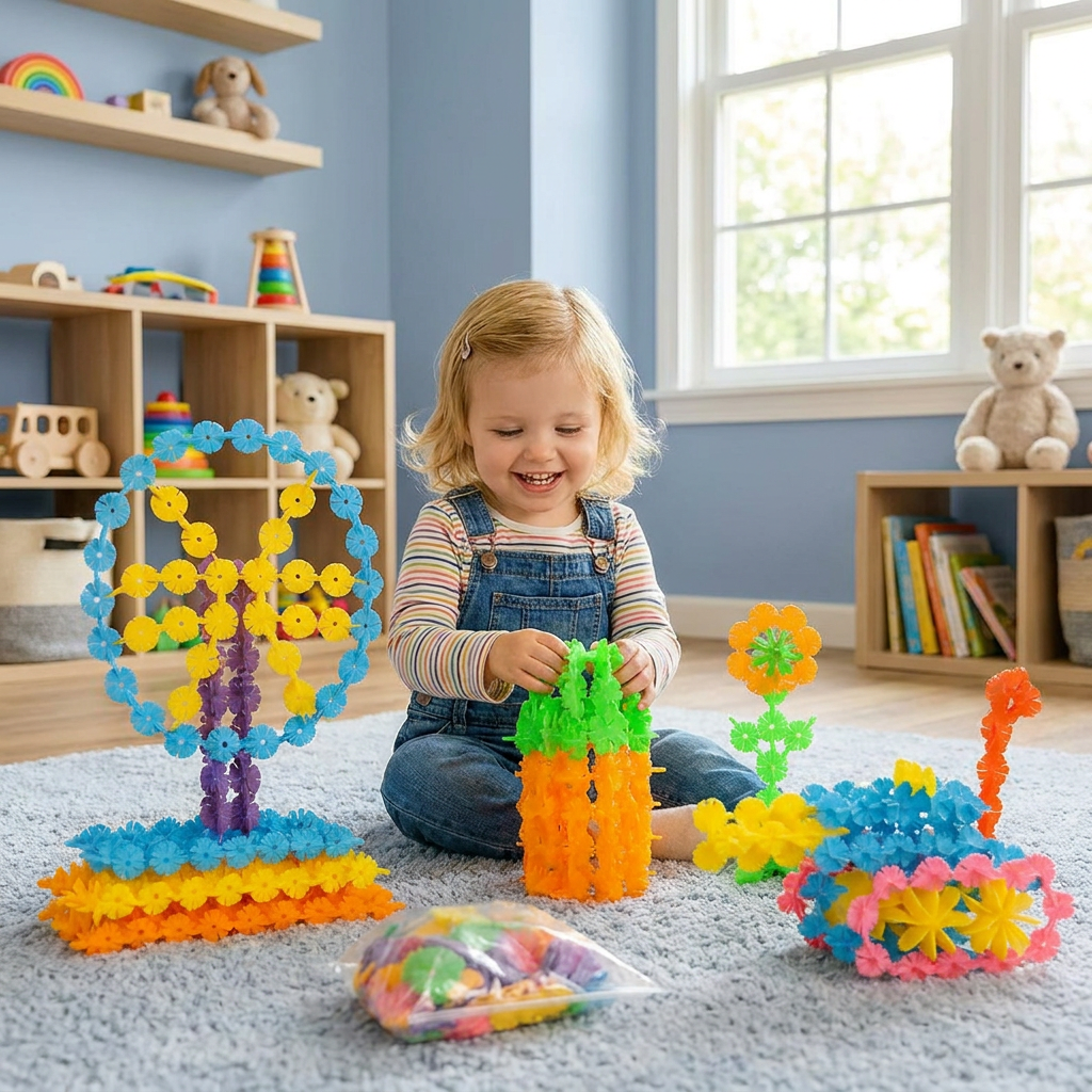 Flake-shaped Montessori building blocks