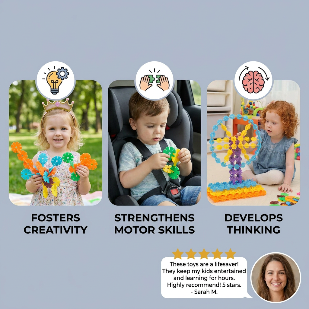 Flake-shaped Montessori building blocks