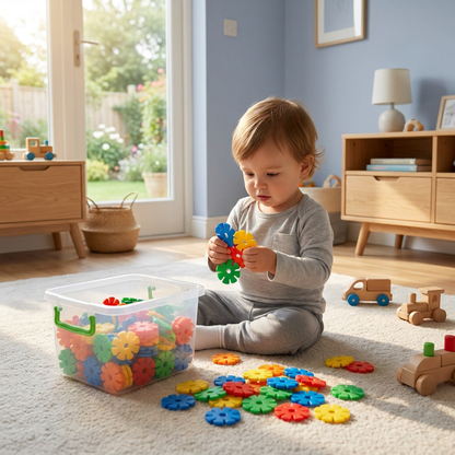 Flake-shaped Montessori building blocks