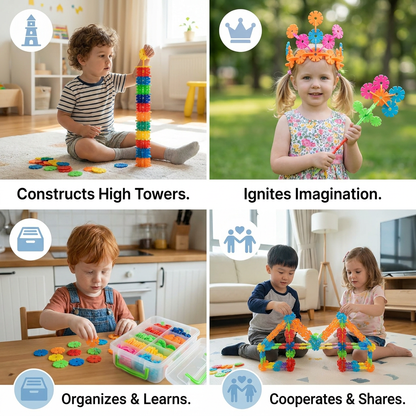 Flake-shaped Montessori building blocks